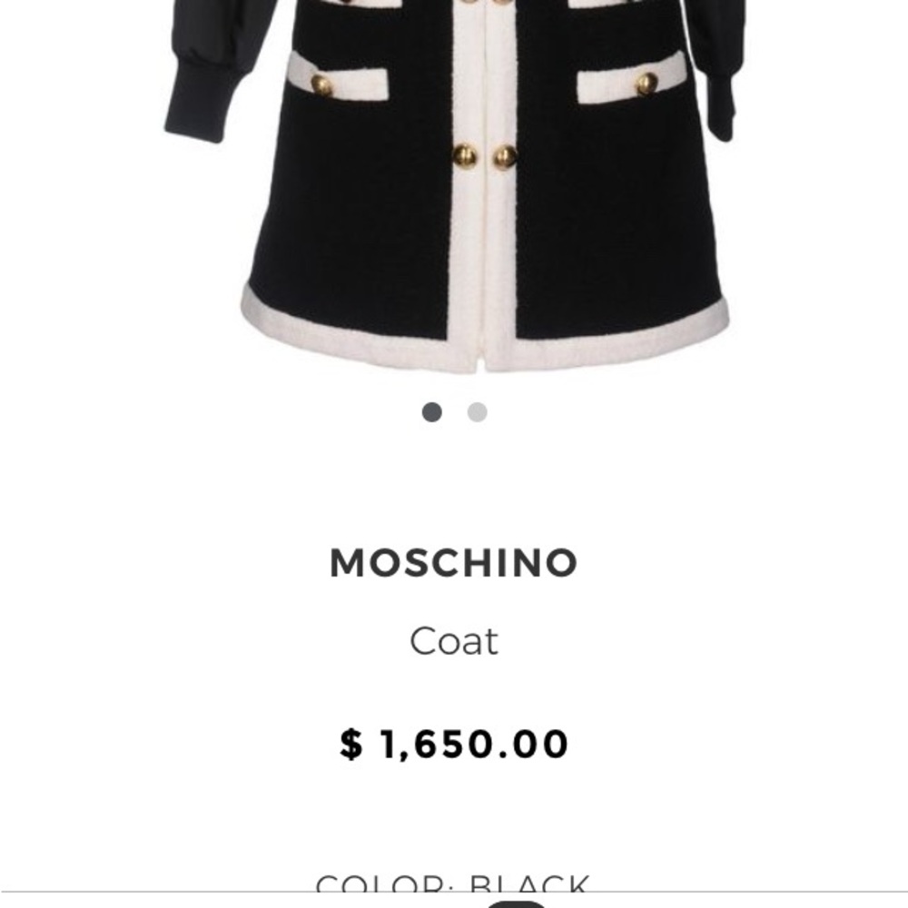 Moschino Couture Black & Cream Mixed-Material Coat - Picture 4 of 11